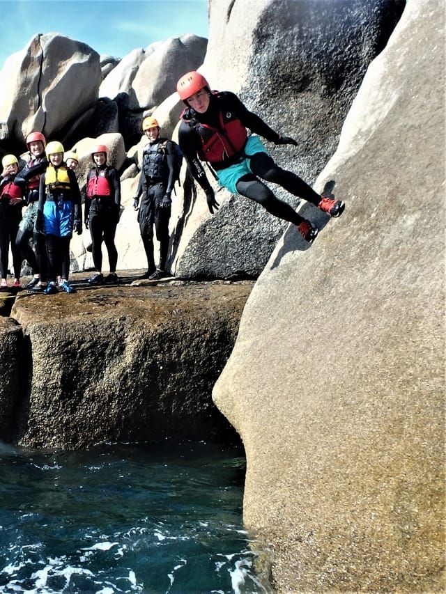 The incredible wall run, coasteering at Peninnis Head, St. Mary's