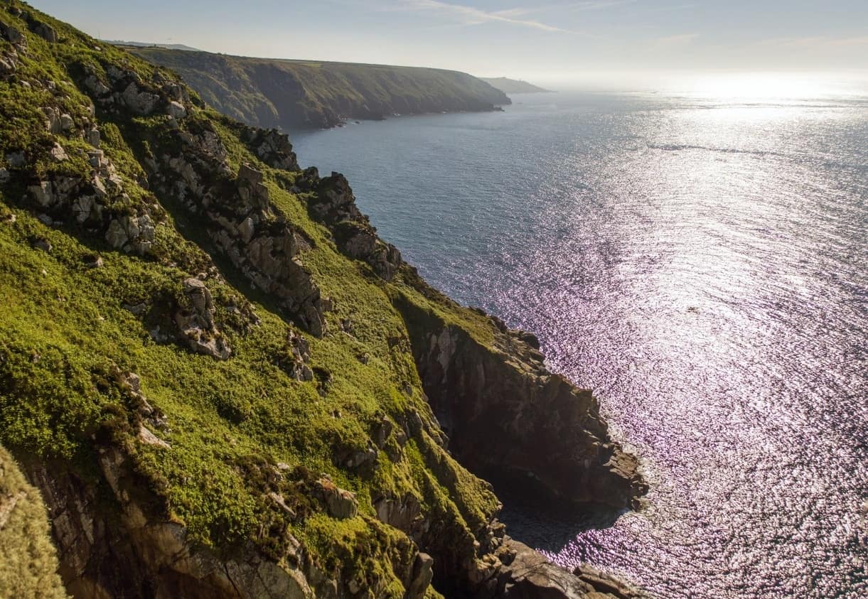 Coastline in Penwith viewed from Towans Carn, Rosemergy Cliff, looking towards Pendeen Lighthouse