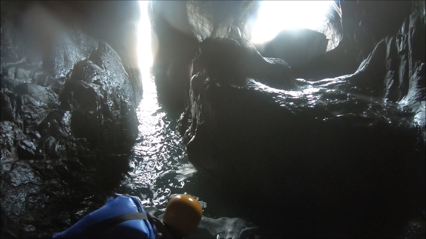 Amazing Sea Cave at Carn Naun Point, Zennor, Cornwall. Discovered whilst coasteering from St. Ives.
