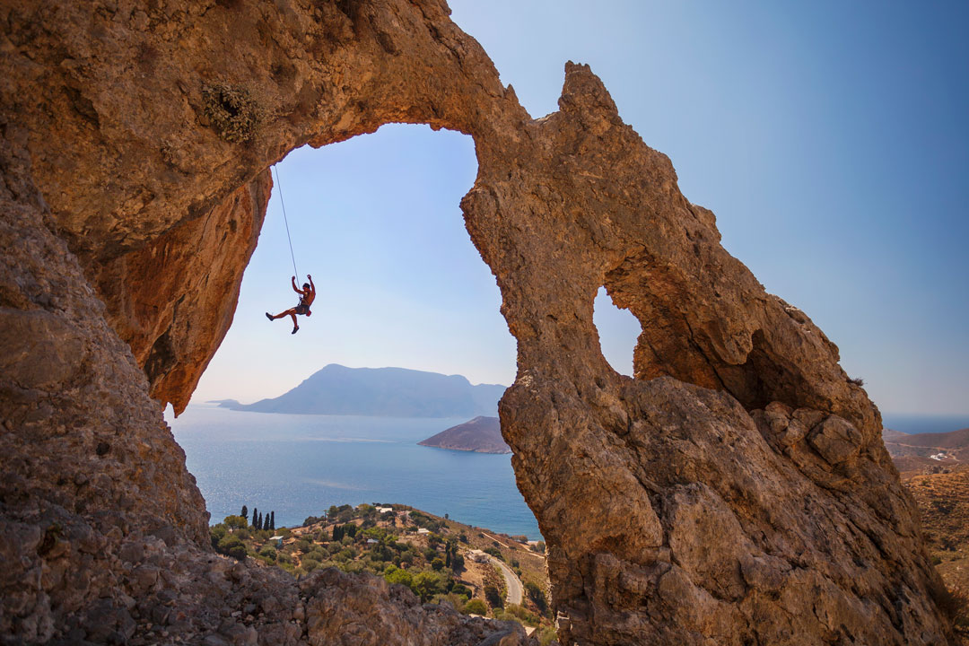 Sport Climbing in Greece in an incredible natural arch