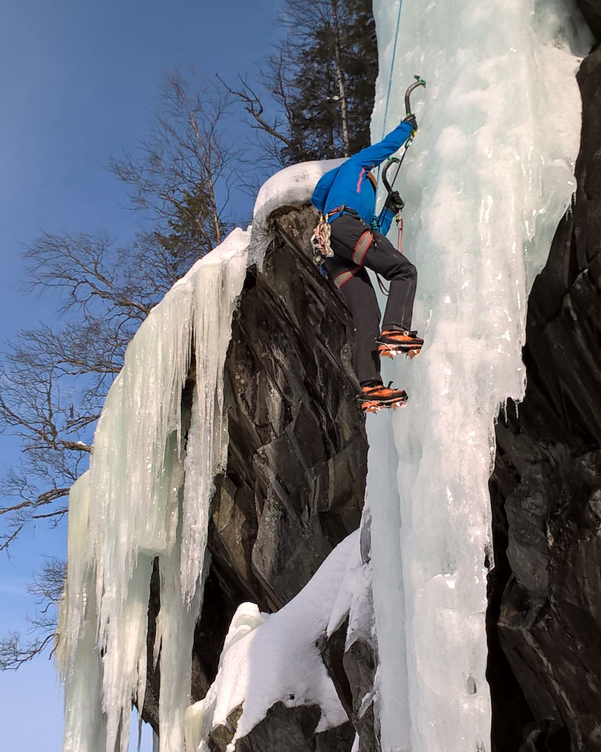 Ice Climbers often use twin ropes for safe ice climbing