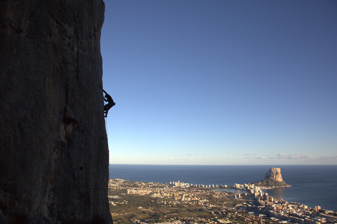 Sport Climber on the route Tai Chi at Olta in Spain's Costa Blanca region