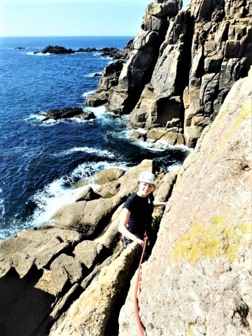 Climbing at Chair Ladder, Cornwall, with Kernow Coasteering. Top climbing adventures with Kernow Coasteering rock climbing cours