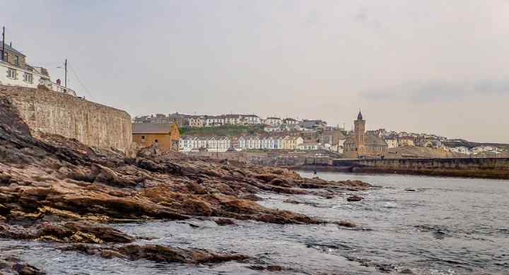 View into Porthleven Harbour after coasteering along Cornwall's coastline
