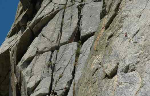Kernow Coasteering climbing in Cornwall on classic granite rock route Doorpost at Bosigran, pitch 2.