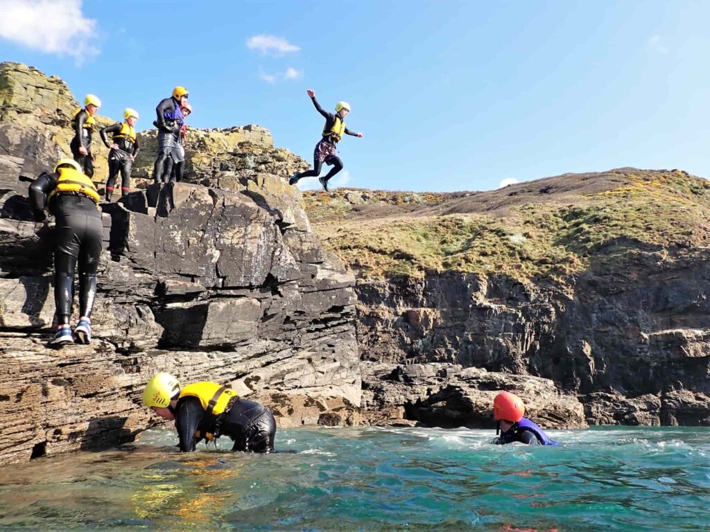 Coasteering at Praa Sands, a coasteering route with over 30 cliff jumps!