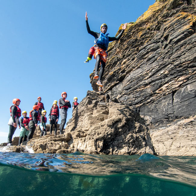 Beginner to advanced cliff jumping Cornwall near Praa Sands – ideal for families and thrill-seekers visiting St Ives or south Cornwall.