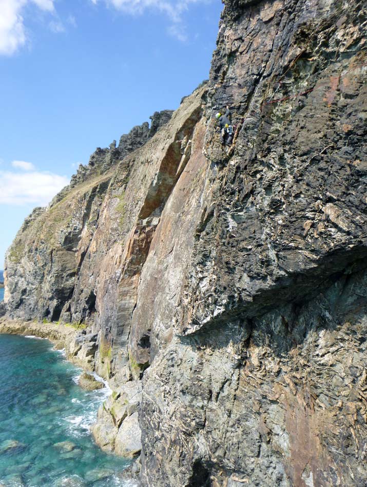 Mutli pitch climbing at Carn Gowla in Cornwall