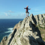 Sea cliff climbing on Commando Ridge, Cornwall
