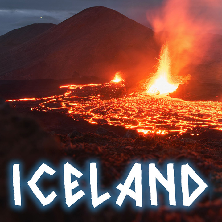 Lava erupts dramatically from Fagradalsfjall volcano under night skies in Iceland
